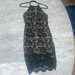 green lace Bardot midi dress size 6 Nordstrom